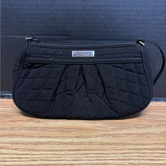 Vera Bradley Women's Cotton Frannie Crescent Crossbody Bag in Black #5184 - Picture 1 of 8
